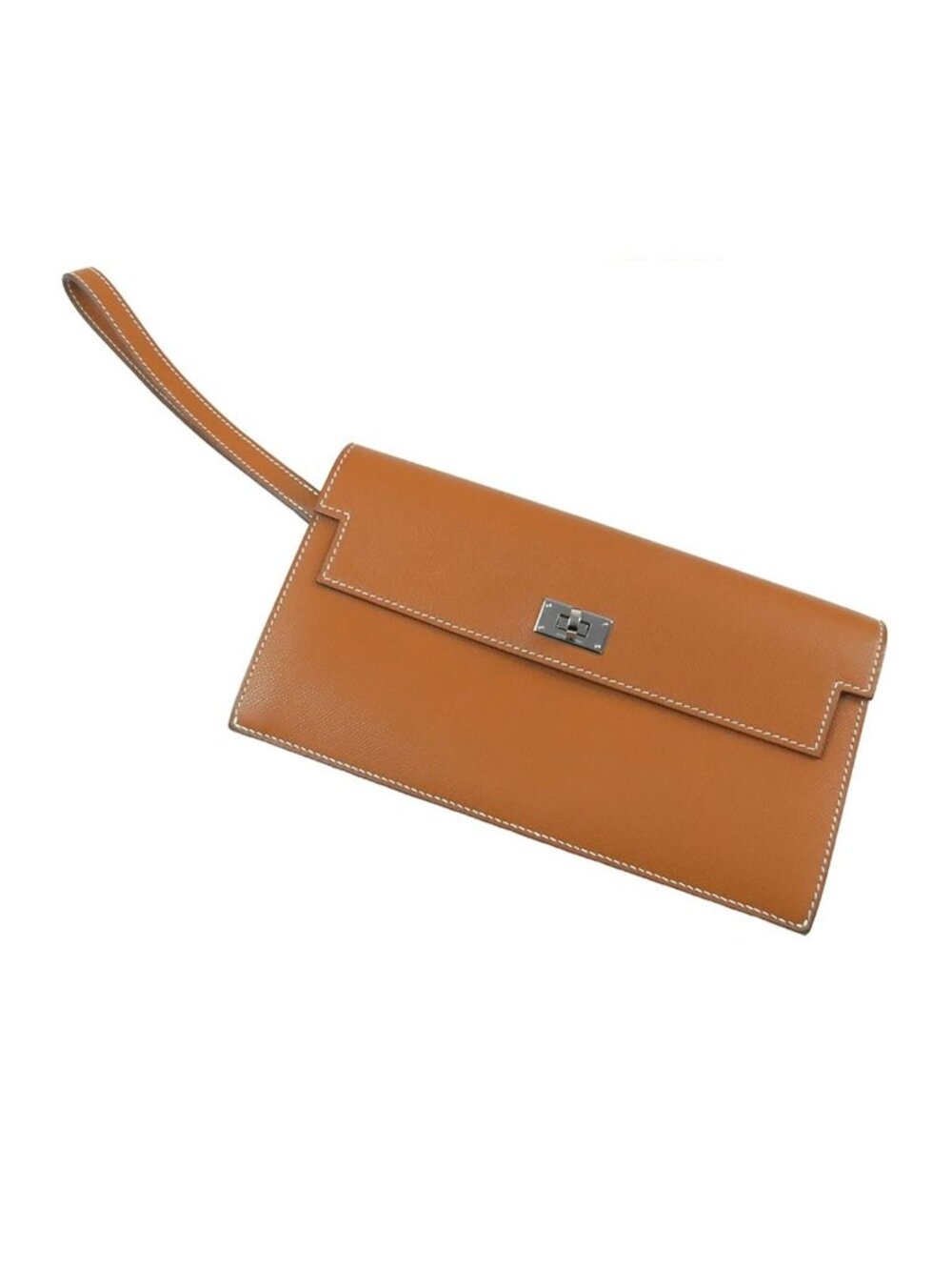 Hermes Kelly Pocket Long Gold Silver Madam Clutch